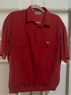 Members Only Red Short Sleeve Work Shirt